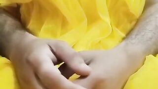 Indian Homo Crossdresser Gaurisissy hard-core hookup in yellow Lehenga