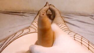POINT OF VIEW: Femboy in Gothic Fishnets Edges & Kicks her trans dolls hips, girlcock and scrotum - Transgender princess onanism