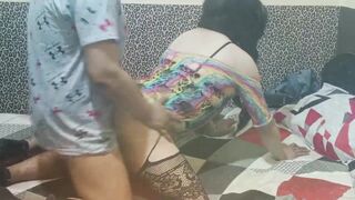 transvestite anxious to gargle and finish off