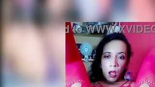 Nathy Cross, a trans whore, kneels to put her thumbs in her butt and then plays with her homemade cork
