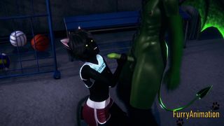 Fur Covered Yaoi 3 DIMENSIONAL - Dark-Hued Cat Fellatio to Dragon