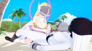 Digimon Anime Porn THREE DIMENSIONAL - Angewomon x LadyDevimon (Futa)
